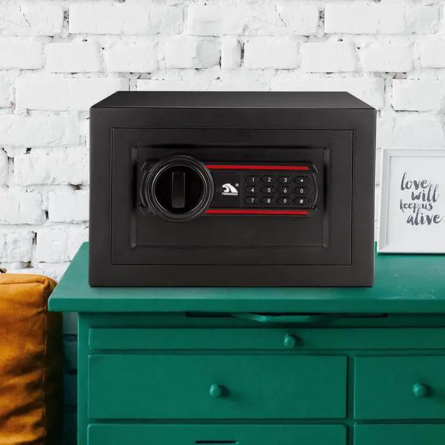 Alt view image 7 of 7 - TIGERKING Digital Keypad Safe Box, Small Safe Money Safe Lock Box Cabinet Safes, Solid Alloy Steel Office Hotel Home Mini Safe for Cash, Jewelry, Documents,0.5 Cubic Feet