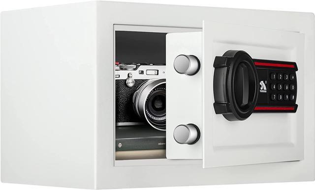Main image of TIGERKING Digital Keypad Safe Box, Small Safe Money Safe Lock Box Cabinet Safes, Solid Alloy Steel Office Hotel Home Mini Safe for Cash Jewelry Documents,0.5 Cubic Feet (White)