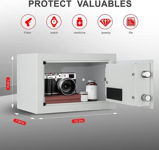 Alt view image 4 of 7 - TIGERKING Digital Keypad Safe Box, Small Safe Money Safe Lock Box Cabinet Safes, Solid Alloy Steel Office Hotel Home Mini Safe for Cash Jewelry Documents,0.5 Cubic Feet (White)