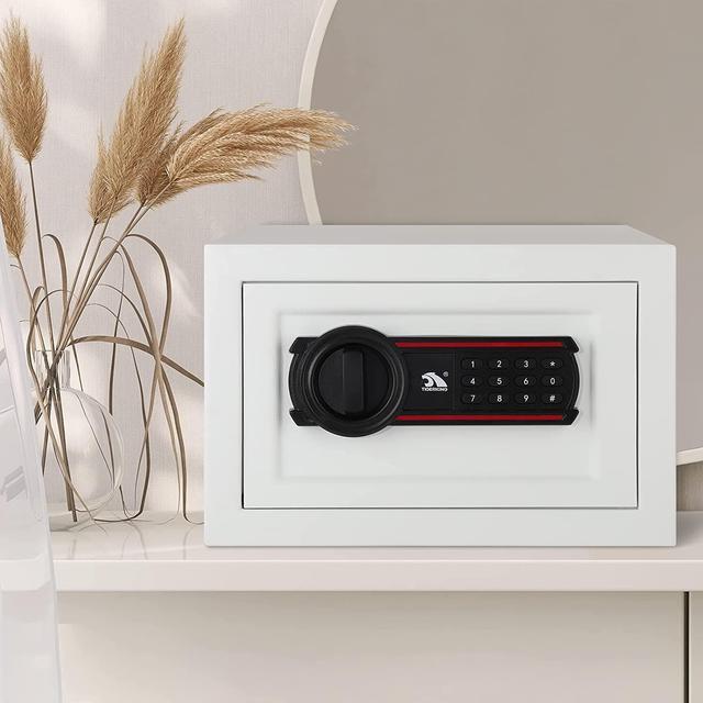 Alt view image 7 of 7 - TIGERKING Digital Keypad Safe Box, Small Safe Money Safe Lock Box Cabinet Safes, Solid Alloy Steel Office Hotel Home Mini Safe for Cash Jewelry Documents,0.5 Cubic Feet (White)
