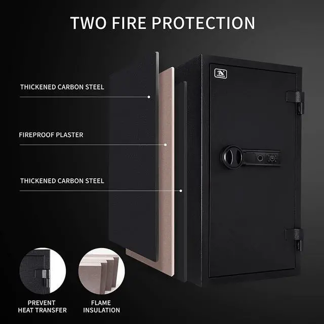 Alt view image 2 of 7 - TIGERKING 3.47 Cubic Feet Fireproof Safe, Safe Box with Fingerprint, Large Steel Money Safe Home Safe with Digital Lock for Home and Office