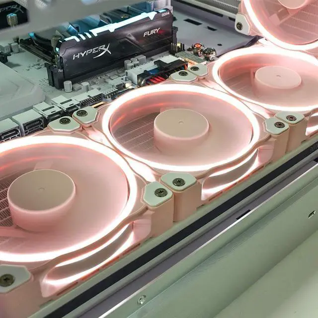 Alt view image 4 of 7 - D-COOLING ZF-12025 Pastel 120mm Case Fan White LED PWM Fan for PC Case/CPU Cooler (Piglet Pink)