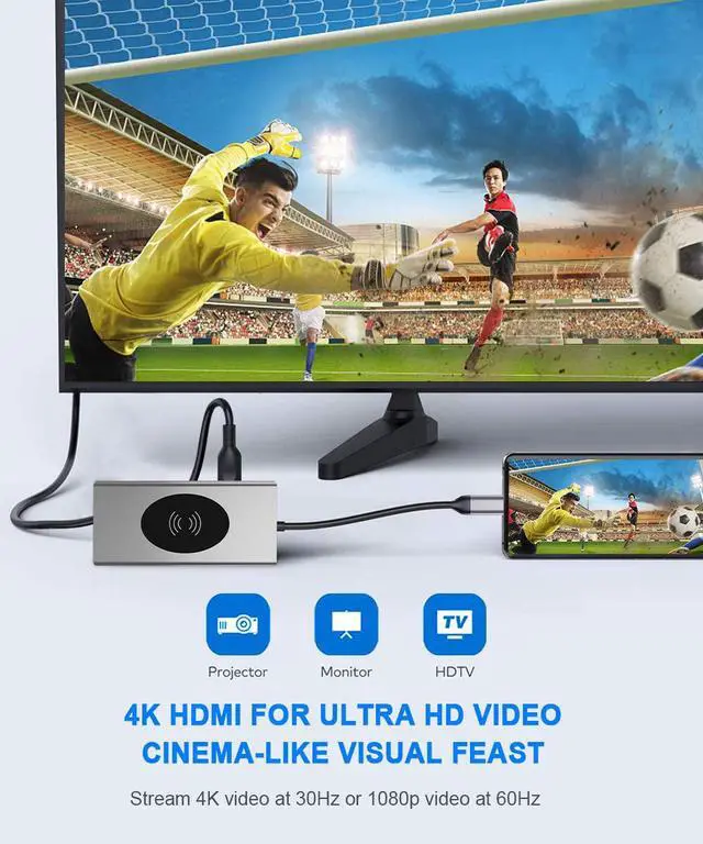 Alt view image 7 of 7 - 15 in 1 USB C Hub Multiport Adapter-Hieha USB-C Docking Station with 4K HDMI, VGA, Ethernet, Wireless Charging, 100W PD, 3 USB 3.0, SD/TF Card Reader Compatible for MacBook Pro and More Type C Laptops