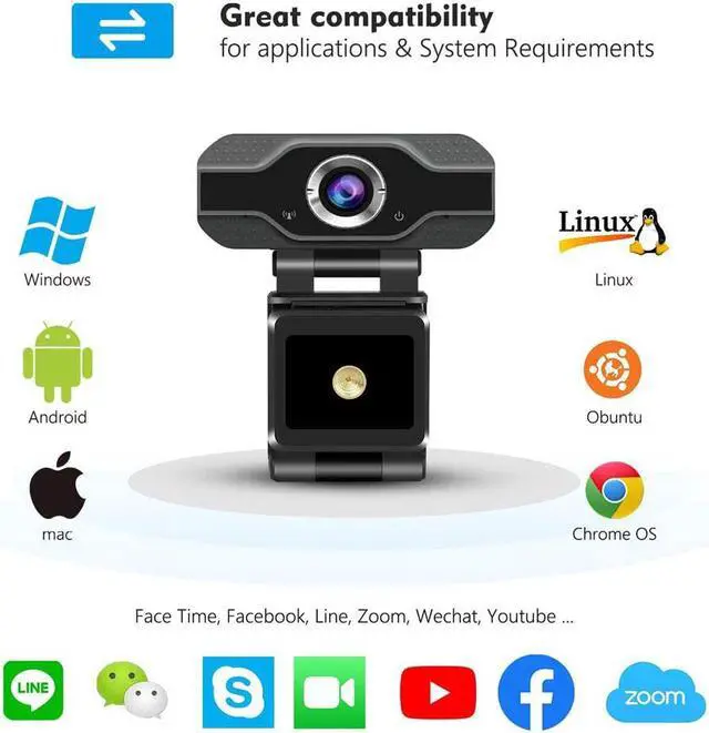 Alt view image 7 of 7 - 1080P Full HD Webcam, Streaming Web Camera with Microphones, Webcam for Gaming Conferencing & Working, Laptop or Desktop PC, USB Computer Camera for Mac Xbox YouTube Skype etc