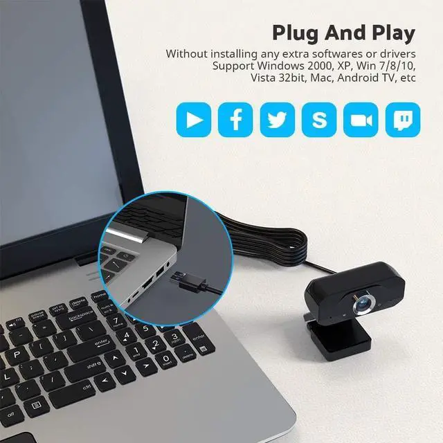 Alt view image 5 of 7 - 1080P Full HD Webcam, Streaming Web Camera with Microphones, Webcam for Gaming Conferencing & Working, Laptop or Desktop PC, USB Computer Camera for Mac Xbox YouTube Skype etc