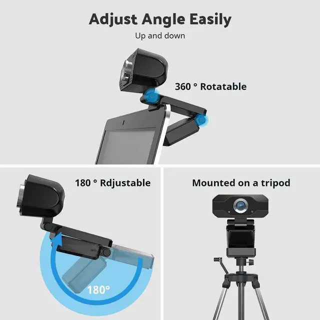 Alt view image 6 of 7 - 1080P Full HD Webcam, Streaming Web Camera with Microphones, Webcam for Gaming Conferencing & Working, Laptop or Desktop PC, USB Computer Camera for Mac Xbox YouTube Skype etc