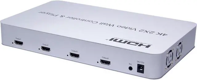 Alt view image 4 of 6 - Video Wall Controller & Player 2x2 4K 3840x2160@30Hz Processor HDMI 1.4 HDCP 1.4 Support 2x2,1x2,1x4 Modes with 1 HDMI Input 4 HDMI Output