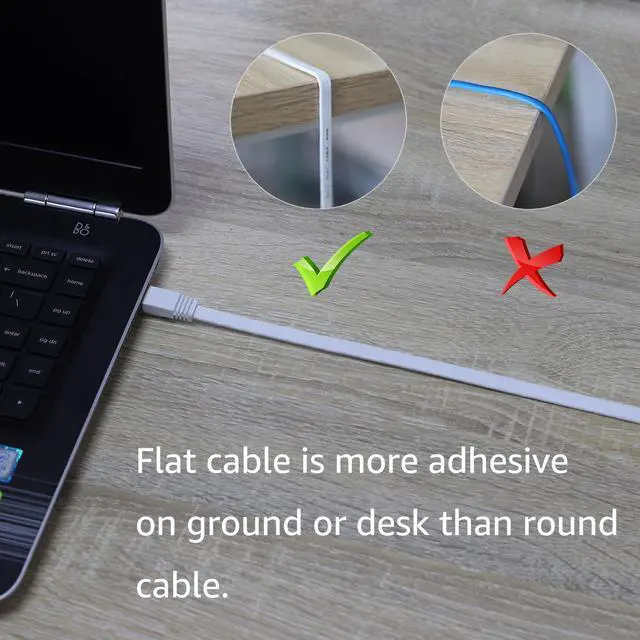 Alt view image 6 of 7 - Cat 8 Ethernet Cable 6 Ft White Flat 40Gbps High Speed Shielded RJ45 LAN Cable
