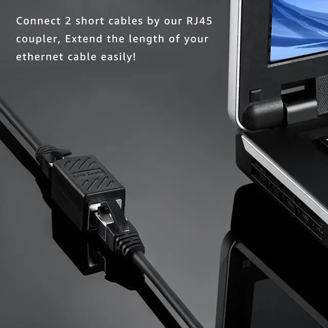 Alt view image 2 of 7 - RJ45 Coupler in Line Coupler Cat 8 Cat7 Cat6 Cat5e Ethernet Cable Extender Adapter Female to Female (Black) -2Pack