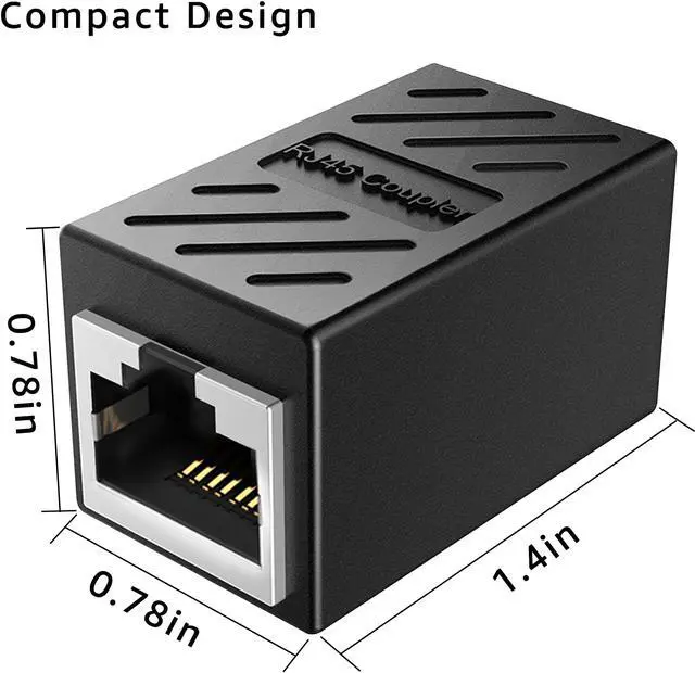 Alt view image 6 of 7 - RJ45 Coupler in Line Coupler Cat 8 Cat7 Cat6 Cat5e Ethernet Cable Extender Adapter Female to Female (Black) -2Pack