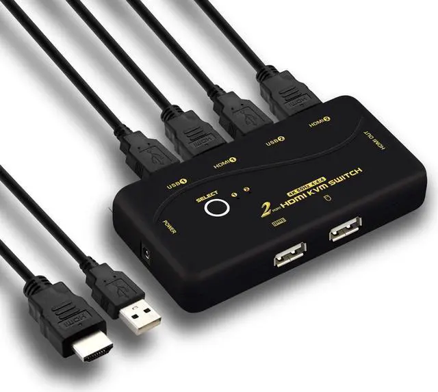 Main image of 4096x2160@60Hz 4:4:4 Ultra HD 2 Port HDMI KVM Switch with Cables Support HDMI 2.0, HDCP 2.2, HDR 10, EDID for Linux, Windows, Mac, Unix