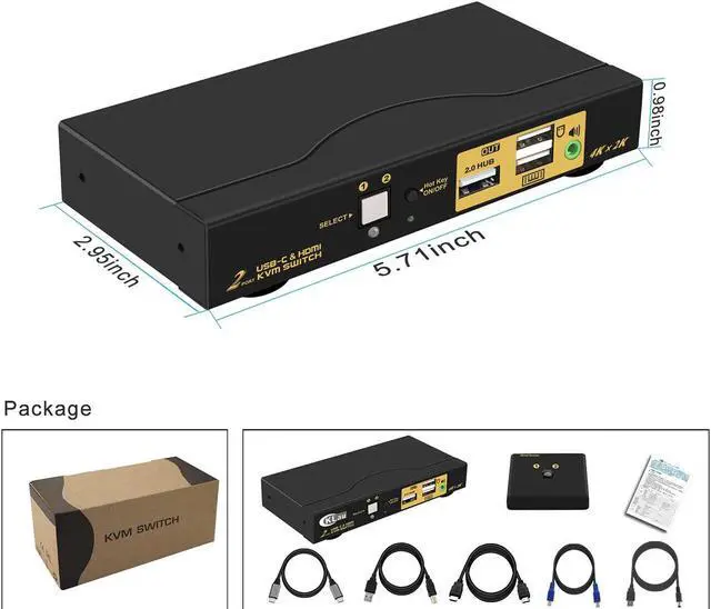Alt view image 5 of 7 - 2 Port USB Type-C + HDMI KVM Switch with Audio and Power Delivery Resolution Up to 4Kx2K@60Hz Support Windows 10, Mac OS 10, Android 9.0 or Above