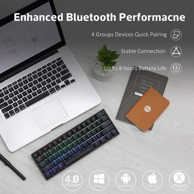 Anne Pro 2 NKRO bluetooth 5.0 Type-C RGB 60% Mini Mechanical Gaming  Keyboard Gateron Kailh Red Brown Yellow Switch Keyboard