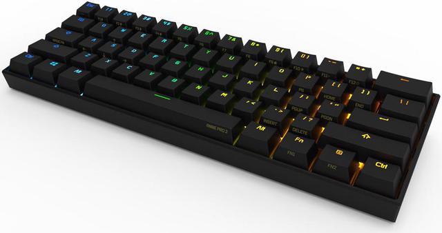 ANNE PRO 2, 60% Wired/Wireless Mechanical Keyboard - Full Keys Programmable  - True RGB Backlit - Tap Arrow Keys - Double Shot PBT Keycaps - NKRO -  1900mAh Battery Yellow Switch 