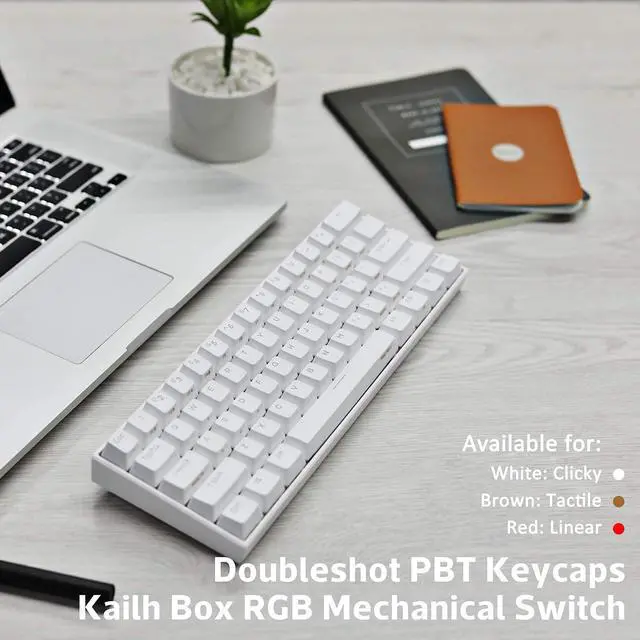 Alt view image 3 of 7 - CUUWE ANNE PRO 2, 60% Wired/Wireless Mechanical Keyboard  - Full Keys Programmable - True RGB Backlit - Tap Arrow Keys - Double Shot PBT Keycaps - NKRO - 1900mAh Battery
