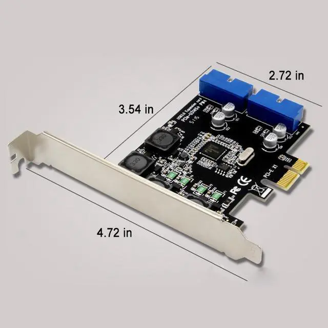 Alt view image 4 of 6 - PCI-E X1 to 2 Ports 19 Pin USB 3.0 Header PCI Express to Dual 20 Pin USB 3.0 Card