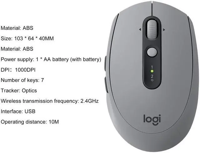 Alt view image 6 of 7 - for Logitech M590 7 Buttons 1000DPI 2.4GHz Ergonomic PC Optical Silent Wireless Mouse