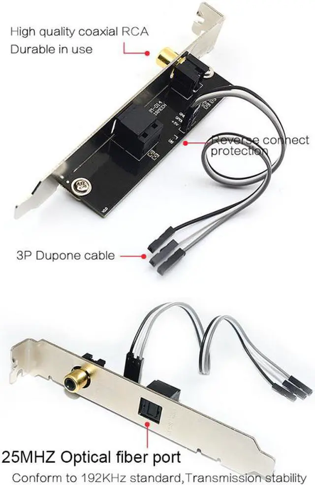 Alt view image 2 of 6 - 24Bit 192KHz Daughter Card SPDIF Optical Fiber Coaxial Digital Sound Card Baffle Black