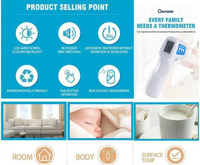 Alt view image 7 of 7 - [US Stock] Forehead Thermometer Digital Infrared Temporal Thermometer for Fever, Non-Contact Termometro, Instant Accurate Reading for Baby Kids and Adults - 2020 Software Verson