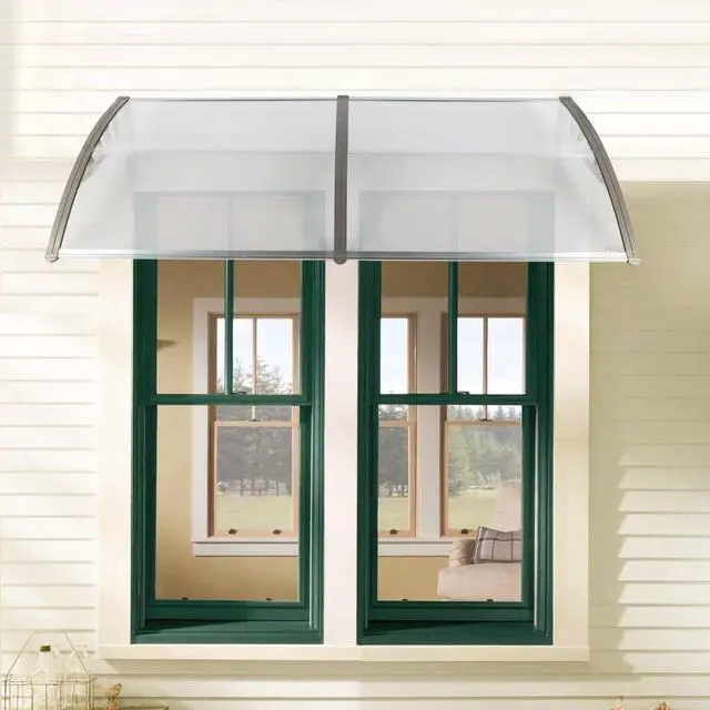 Alt view image 2 of 7 - 40"x 80" Awning Windows Doors Canop PE Garden DIY Garden Awnings Gray Bracket