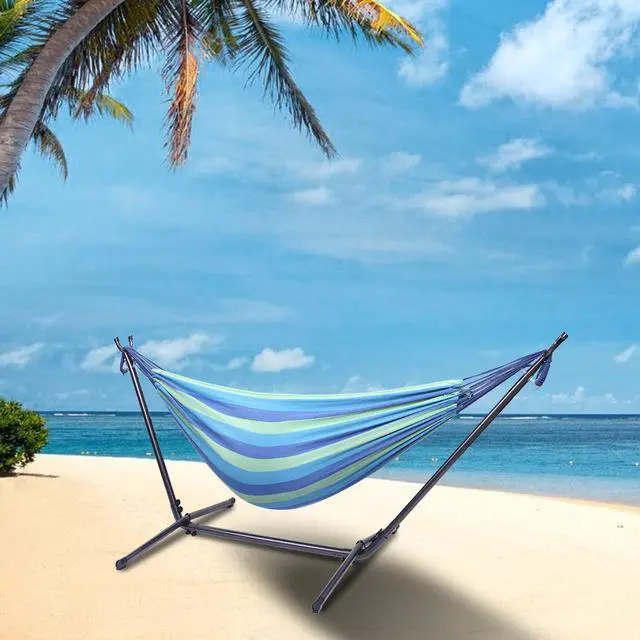 Alt view image 6 of 7 - Portable Hammock Stand Outdoor Patio Camping Beach Double 2 Person+Carrying Bag