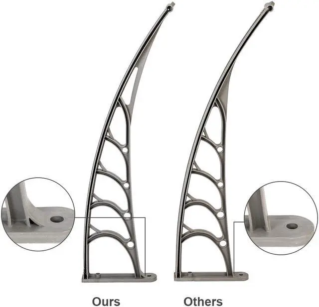 Alt view image 5 of 7 - 40"x 80" Awning Windows Doors Canop PE Garden DIY Garden Awnings Gray Bracket