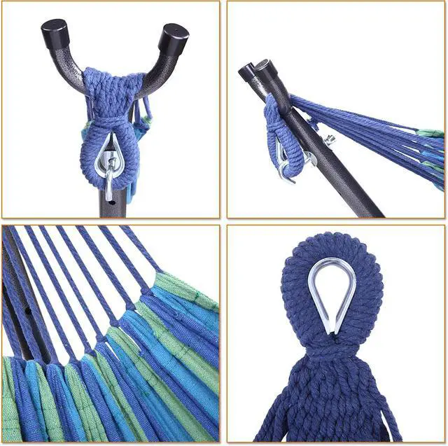Alt view image 3 of 7 - Portable Hammock Stand Outdoor Patio Camping Beach Double 2 Person+Carrying Bag