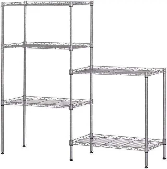 Alt view image 3 of 7 - Silver 5-Tier Layer Shelf Adjustable Wire Metal Shelving Rack Heavy Duty Garage