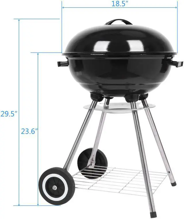 Alt view image 7 of 7 - Charcoal Grill 18" Barrel BBQ Smoker Barbecue Patio Backyard Outdoor Grill Oven