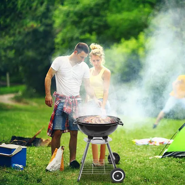 Alt view image 6 of 7 - Charcoal Grill 18" Barrel BBQ Smoker Barbecue Patio Backyard Outdoor Grill Oven