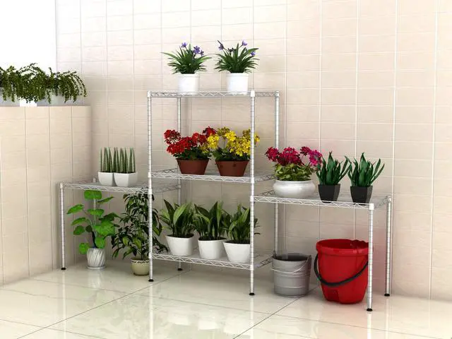 Alt view image 2 of 7 - Silver 5-Tier Layer Shelf Adjustable Wire Metal Shelving Rack Heavy Duty Garage