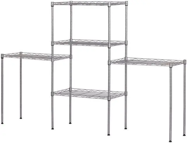 Alt view image 4 of 7 - Silver 5-Tier Layer Shelf Adjustable Wire Metal Shelving Rack Heavy Duty Garage