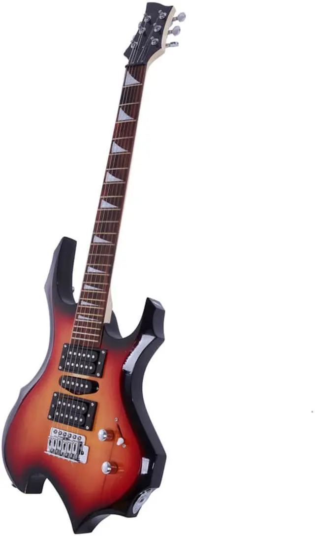 Alt view image 7 of 7 - New Sunset Flame Type Beginner Practice Right-Handed Electric Guitar Set