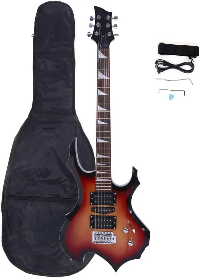 Alt view image 5 of 7 - New Sunset Flame Type Beginner Practice Right-Handed Electric Guitar Set