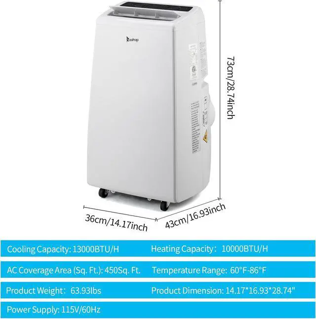 Alt view image 3 of 7 - Portable Air Conditioner Dehumidifier Function With Remote Control , 13000BTU
