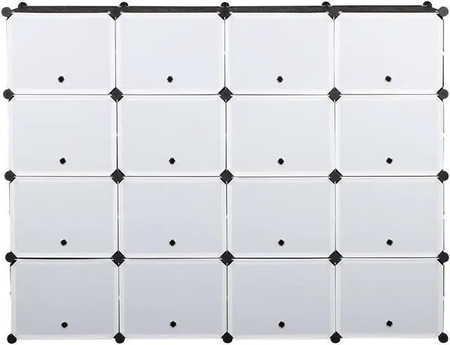Alt view image 6 of 6 - 32-Cube Stackable Shoe Organizer, DIY Plastic Shoe Storage Rack 64 Pair Modular Shoe Cabinet, Black
