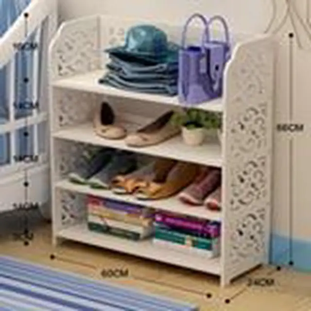 Main image of 4 Tier 12 Pairs Storage Organizer Standing Shoe Rack Shelf Cabinet Space Saving