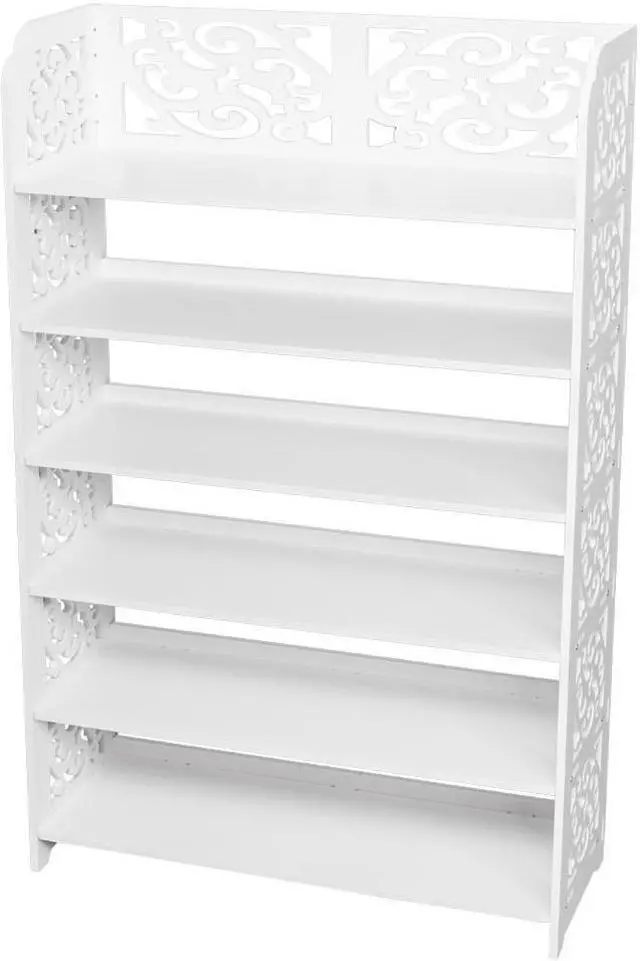 Main image of 6-Tier Wood-Plastic Composites Storage Organizer  Shelf Solid Shoe Rack, White