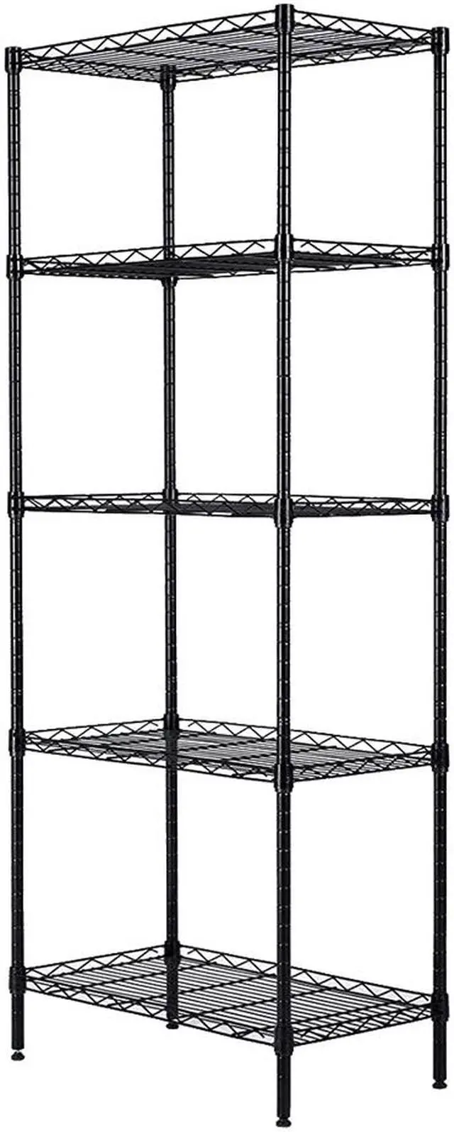 Alt view image 5 of 6 - Black 5-Tier Layer Shelf Adjustable Wire Metal Shelving Rack High Quality Garage 21.25" x 11.42" x 59.06"