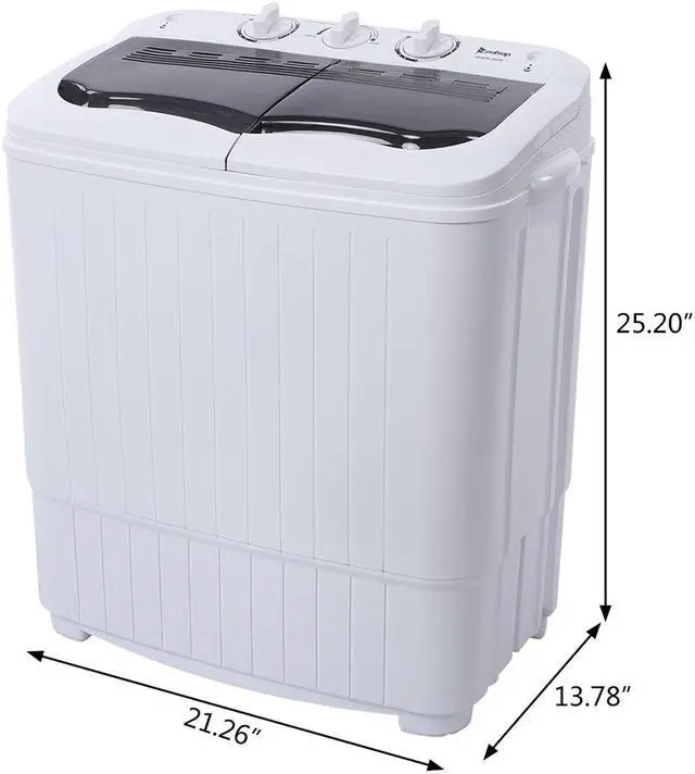 Alt view image 7 of 7 - 14.3lbs Portable Mini Washing Machine Twin Tub Compact Laundry Machine Dryer W/Drain Pump