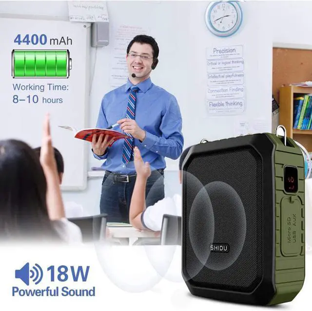 Alt view image 5 of 5 - Little bee UHF Wireless Voice Amplifier Portable Microphone 18W IPX5 Waterproof Loudspeaker Teachers Outdoor Activities Meeting Yoga