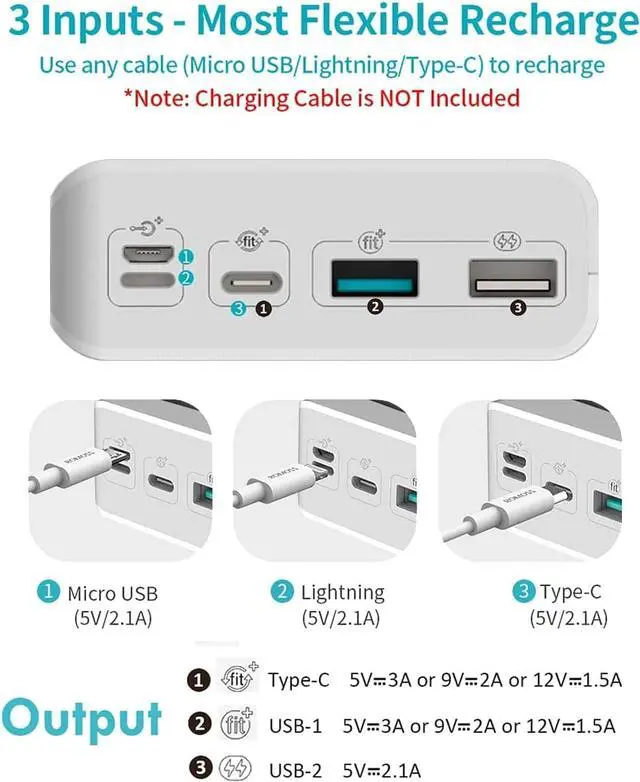 Alt view image 6 of 7 - ROMOSS Sense8P+ 30000mAh Power Bank, 18W Type C PD Fast Charge Portable Charger with 3 Outputs and 3 Inputs, Huge Capacity External Battery Pack Compatible with iPhone, iPad Pro, Samsung and More