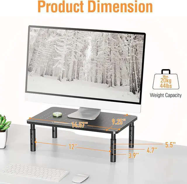 Alt view image 2 of 7 - ELIVED 2 Pack Monitor Stand Riser - 3 Height Adjustable Monitor Stand for Laptop, Computer, PC, Printer, Mesh Metal Monitor Riser for Desktop Organizer.