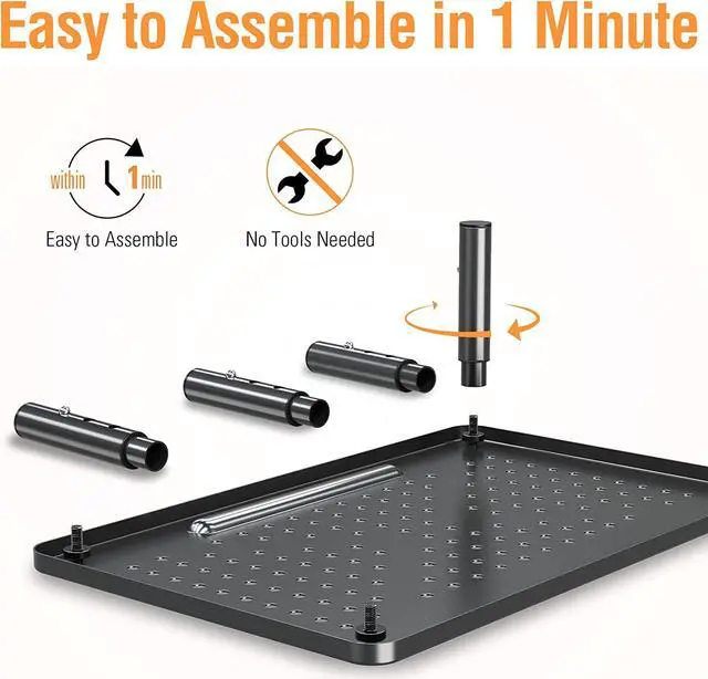 Alt view image 6 of 7 - ELIVED 2 Pack Monitor Stand Riser - 3 Height Adjustable Monitor Stand for Laptop, Computer, PC, Printer, Mesh Metal Monitor Riser for Desktop Organizer.