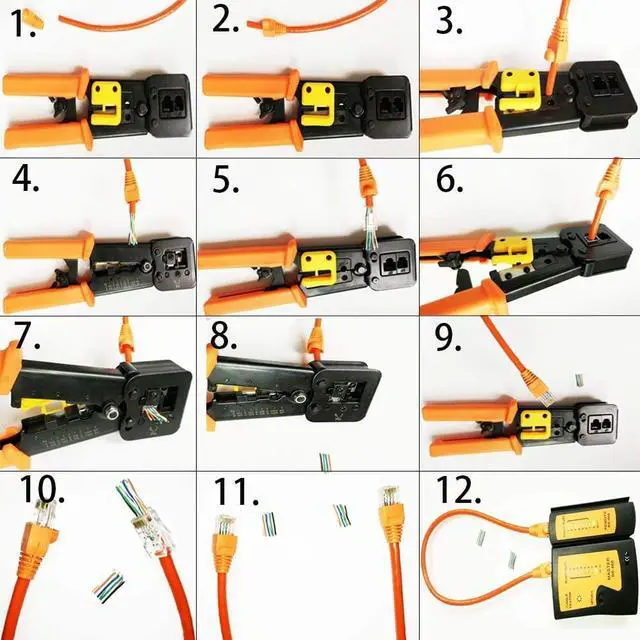 Alt view image 3 of 5 - Professional 13 in 1 Network Computer Maintenance Repair Kit,ethernet crimper kit - RJ45 Crimp Tool , RJ45 Network Cable Tester, 50 Pack Pass Through Connectors,Network Wire Stripper,Punchdown Tools
