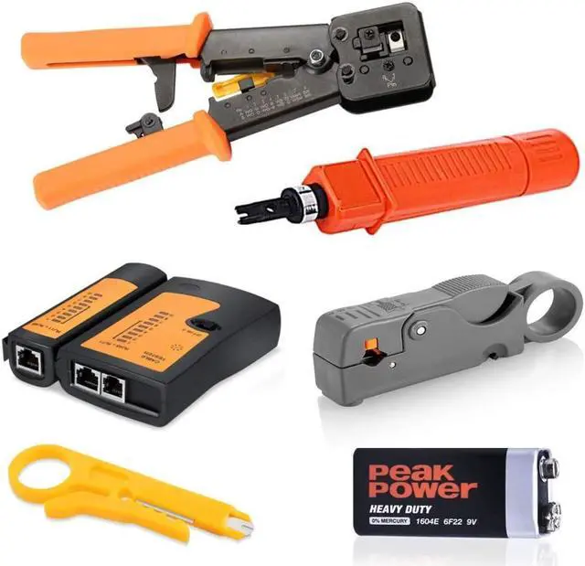 Alt view image 4 of 5 - Professional 13 in 1 Network Computer Maintenance Repair Kit,ethernet crimper kit - RJ45 Crimp Tool , RJ45 Network Cable Tester, 50 Pack Pass Through Connectors,Network Wire Stripper,Punchdown Tools