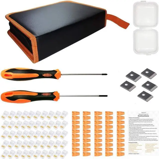 Alt view image 5 of 5 - Professional 13 in 1 Network Computer Maintenance Repair Kit,ethernet crimper kit - RJ45 Crimp Tool , RJ45 Network Cable Tester, 50 Pack Pass Through Connectors,Network Wire Stripper,Punchdown Tools