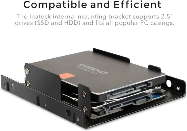 Alt view image 2 of 7 - Inateck ST1002S 2"x2.5" SSD to 3.5" Internal Hard Disk Drive Mounting Kit Bracket (SATA Data and Power Cables Included)