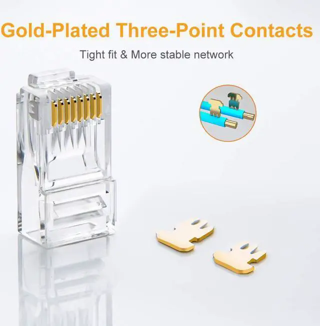 Alt view image 4 of 7 - Cat6 RJ45 Ends, CableCreation 50-Pack Cat6 Connector, Cat6 / Cat5e RJ45 Connector, Ethernet Cable Crimp Connectors UTP Network Plug for Solid Wire and Standard Cable, Transparent