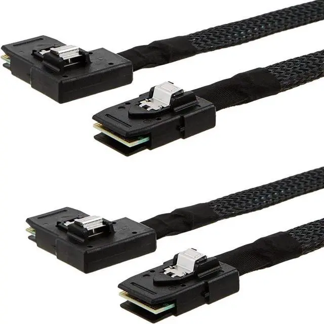 Main image of CableCreation 2 Pack Short Internal Mini SAS SFF-8087 to Right Angle SFF-8087 Cord, Internal Mini SAS to Mini SAS Cable, Compatible with RAID or PCI Express Controller, 2.5FT /0.75M